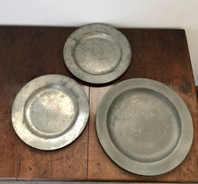 Load image into Gallery viewer, Three Antique Pewter Plates
